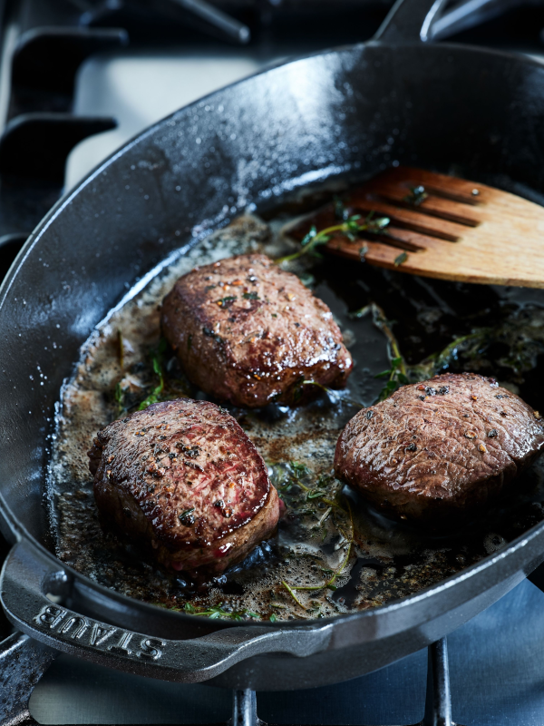 Thyme basted venison medallions